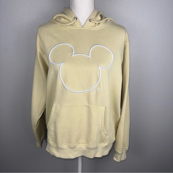 H&M Tops - H&M Disney Mickey Mouse Women’s Medium‎ Hooded Sweatshirt Butter Yellow Casual